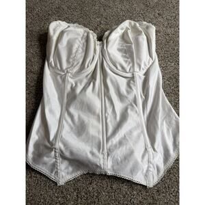Goddess Vintage Corset Bra Garter 36DDD (E) White Bustier Longline Lingerie